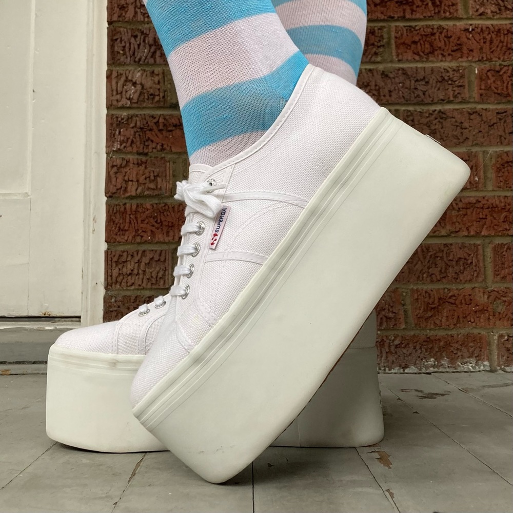 Superga 2802 COTW Double Platform Sneakers in White